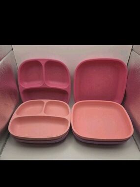 RePlay Divided Plates And 3 Plates Toddler Kids Stackable BPA Free USA 7.5"